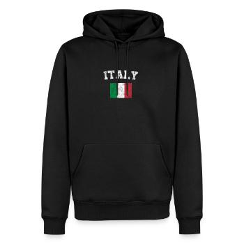 Italian Flag Shirt - Vintage Italy T-Shirt - Men’s Premium Organic Hoodie - black - Front - Nico (187cm)