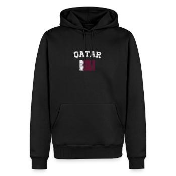 Qatari Flag Shirt - Vintage Qatar T-Shirt - Men’s Premium Organic Hoodie - black - Front - Nico (187cm)