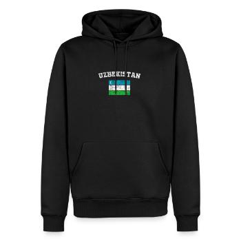 Uzbek Flag Shirt - Vintage Uzbekistan T-Shirt - Men’s Premium Organic Hoodie - black - Front - Nico (187cm)