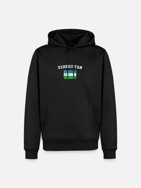 Uzbek Flag Shirt - Vintage Uzbekistan T-Shirt - Men’s Premium Organic Hoodie - black