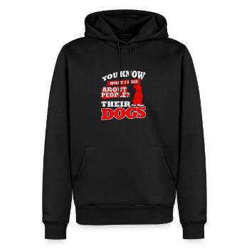 Distressed - An Menschen mag ich ihre Hunde - Männer Premium Bio Hoodie - Schwarz - Vorne - Nico (187cm)