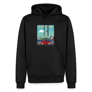 Düsseldorf Medienhafen / Skyline - Männer Premium Bio Hoodie - Schwarz - Vorne - Nico (187cm)