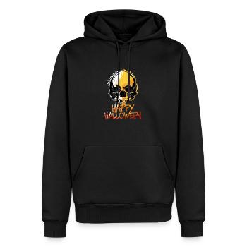 Glücklicher Halloween-Schädel - Männer Premium Bio Hoodie - Schwarz - Vorne - Nico (187cm)
