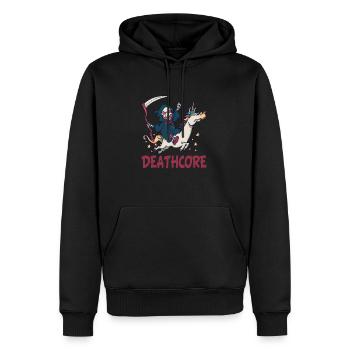 Lustiger Deathcore Sensenmann Einhorn Metalhead - Männer Premium Bio Hoodie - Schwarz - Vorne - Nico (187cm)