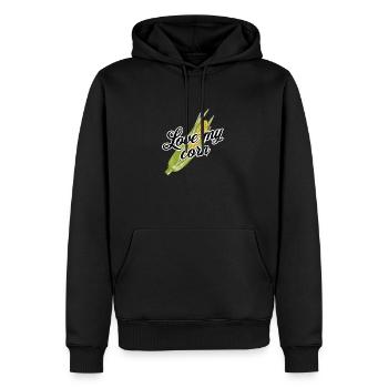 love my corn | Corn kukuruz corncob vegetarian - Men’s Premium Organic Hoodie - black - Front - Nico (187cm)