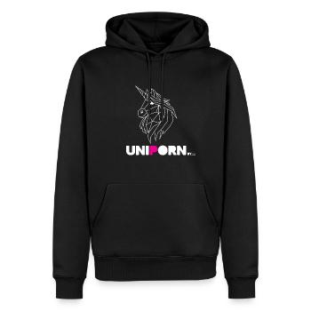 Uniporn Kopf weiß - Männer Premium Bio Hoodie - Schwarz - Vorne - Nico (187cm)