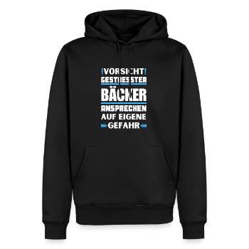Ne parlez pas à des boulangers stressés ! - Sweat à capuche Premium bio Homme - noir - Devant - Nico (187cm)