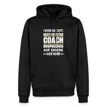 Ne parlez pas à un coach stressé ! - Sweat à capuche Premium bio Homme - noir - Devant - Nico (187cm)