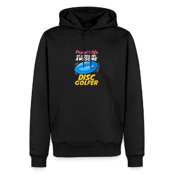 Épouse d’un disc golfeur disc golf - Sweat à capuche Premium bio Homme - noir - Devant - Nico (187cm)