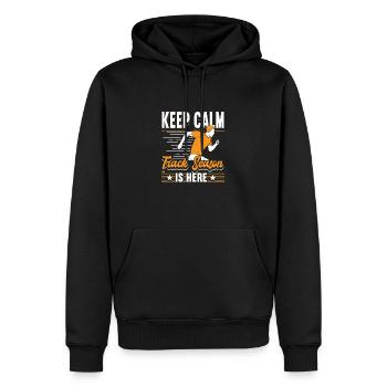 Keep Calm Track Season est là Athlétisme - Sweat à capuche Premium bio Homme - noir - Devant - Nico (187cm)