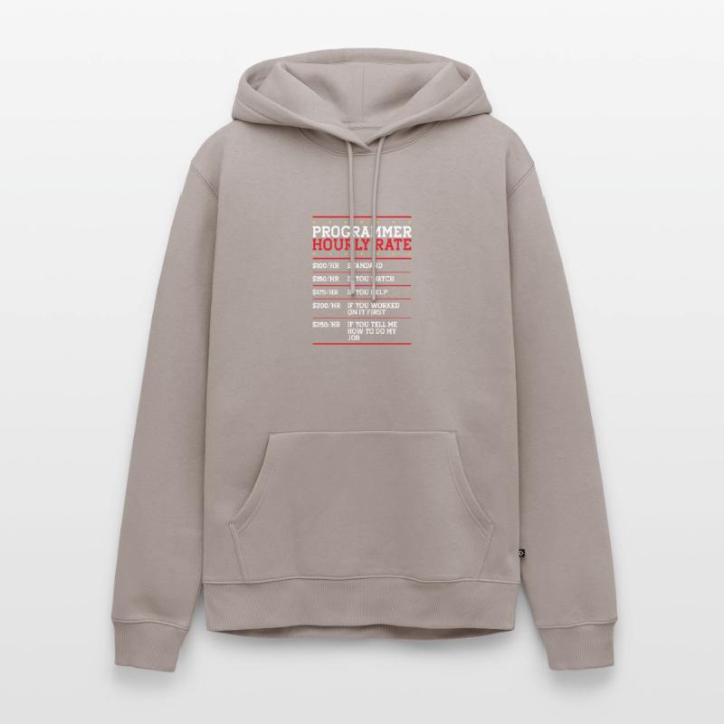 Programmer Hourly Rate Support Coder Labor IT Men’s Premium Organic Hoodie