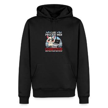 Je suis programmeur Funny Cat Coder Computer Kitty - Sweat à capuche Premium bio Homme - noir - Devant - Nico (187cm)