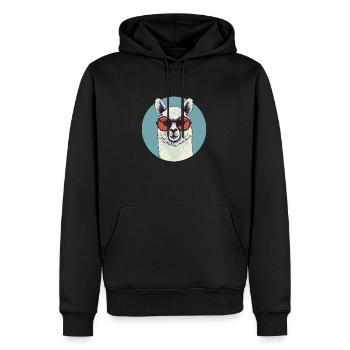 Alpaka Lama Sonnenbrille - Männer Premium Bio Hoodie - Schwarz - Vorne - Nico (187cm)