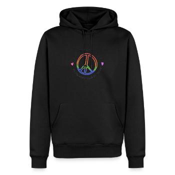 lgbtq Pride 2023 Peace Heart - Männer Premium Bio Hoodie - Schwarz - Vorne - Nico (187cm)