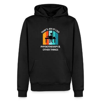 Physiothérapeute Cadeau humoristique disant drôle - Sweat à capuche Premium bio Homme - noir - Devant - Nico (187cm)
