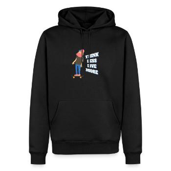 Pensez moins vivez plus - Sweat à capuche Premium bio Homme - noir - Devant - Nico (187cm)