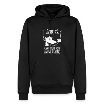 Katze in Hängematte beim Chillen - Männer Premium Bio Hoodie - Schwarz - Vorne - Nico (187cm)