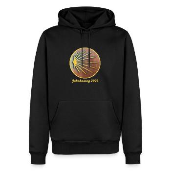 Way of St. James 2023 - Pilgrim Shell - Men’s Premium Organic Hoodie - black - Front - Nico (187cm)