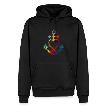 Glaube Liebe Hoffnung - ANKER HERZ bunt - Männer Premium Bio Hoodie - Schwarz - Vorne - Nico (187cm)