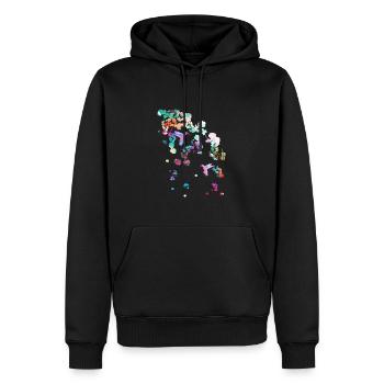 Cerisier en fleurs,fleurs,fleurs,fleurs,colibri - Sweat à capuche Premium bio Homme - noir - Devant - Nico (187cm)