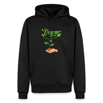 Veganes Pflanzendesign für stolze Veganer - Männer Premium Bio Hoodie - Schwarz - Vorne - Nico (187cm)