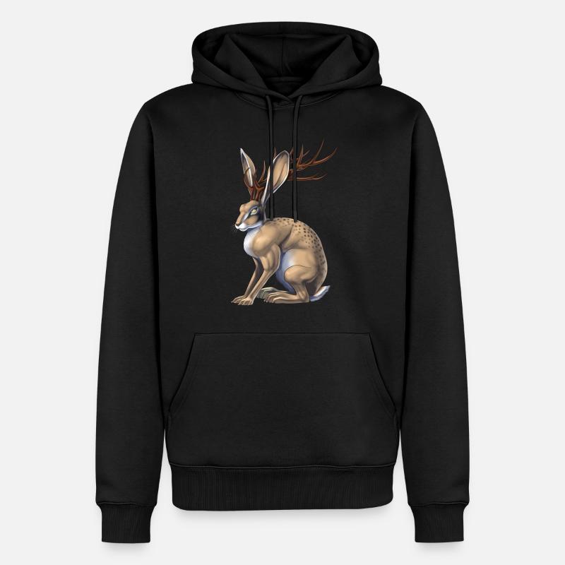 Créature cryptide Jackalope - Sweat à capuche Premium bio Homme - noir
