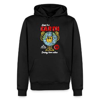 Keep the Earth - Männer Premium Bio Hoodie - Schwarz - Vorne - Nico (187cm)