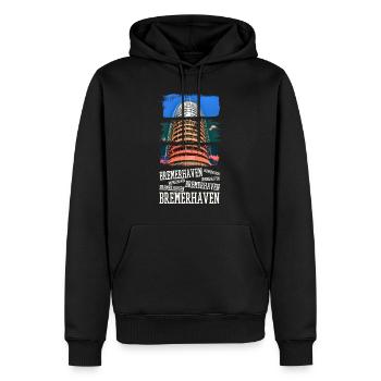 Bremerhaven Allemagne City Skyline Vintage - Sweat à capuche Premium bio Homme - noir - Devant - Nico (187cm)
