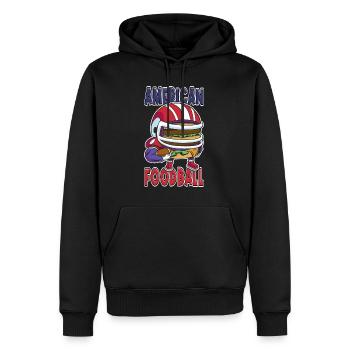 Joueur de burger de football américain Fan de dessin animé - Sweat à capuche Premium bio Homme - noir - Devant - Nico (187cm)