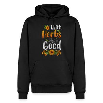 Herbes médicinales Guérisseur Herbes naturelles - Sweat à capuche Premium bio Homme - noir - Devant - Nico (187cm)
