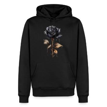 Einzelne schwarze Rose mit Stiel Dunkelheit - Männer Premium Bio Hoodie - Schwarz - Vorne - Nico (187cm)