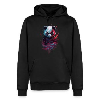 Panda Ninja düster dunkel Fantasie - Männer Premium Bio Hoodie - Schwarz - Vorne - Nico (187cm)