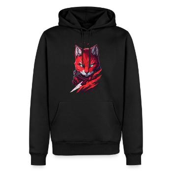 Cat Ninja Gloomy Evil Rage Grim Cat Fashion - Men’s Premium Organic Hoodie - black - Front - Nico (187cm)