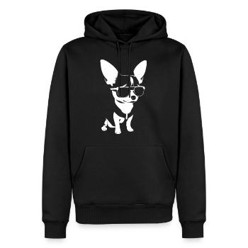 Lustiger Chihuahua mit Sonnenbrille Chihuahuas - Männer Premium Bio Hoodie - Schwarz - Vorne - Nico (187cm)
