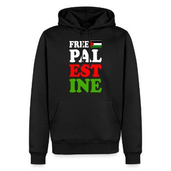 Free palestine - Sweat à capuche Premium bio Homme - noir - Devant - Nico (187cm)