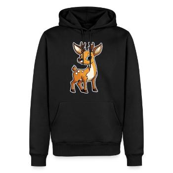 Illustration de cerf - Sweat à capuche Premium bio Homme - noir - Devant - Nico (187cm)