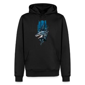 Conception de requin féroce : Prédateur bleu profond - Sweat à capuche Premium bio Homme - noir - Devant - Nico (187cm)