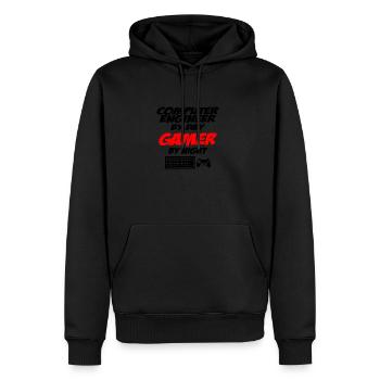 Ingénieur en informatique gamer - Sweat à capuche Premium bio Homme - noir - Devant - Nico (187cm)