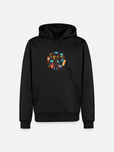 Strumenti musicali Funny Musician Shirt Gift - Felpa con cappuccio ecologica premium da uomo - nero