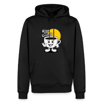Rise And Grind Coffee - Men’s Premium Organic Hoodie - black - Front - Nico (187cm)
