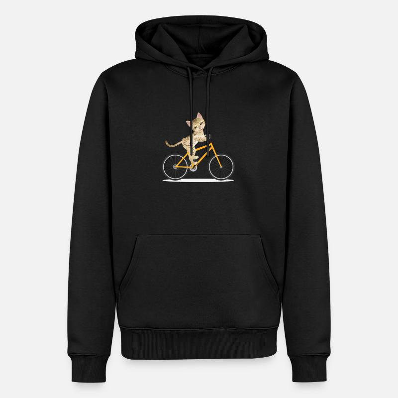 Fahrrad Katze - Männer Premium Bio Hoodie - Schwarz