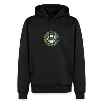 Happy Retro Pleasant Vibes quote - Men’s Premium Organic Hoodie - black - Front - Nico (187cm)