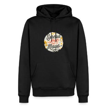 Détesteur de mayonnaise, anti mayonnaise, haineux de la mayonnaise - Sweat à capuche Premium bio Homme - noir - Devant - Nico (187cm)