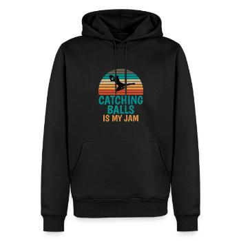Dodgeball - Männer Premium Bio Hoodie - Schwarz - Vorne - Nico (187cm)