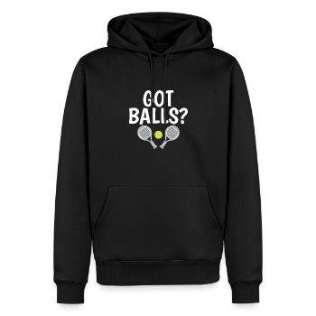 Tennis amusant - Sweat à capuche Premium bio Homme - noir - Devant - Nico (187cm)