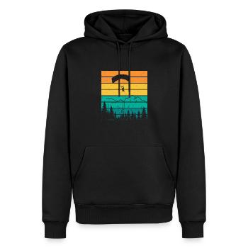 Parapente sur le coucher de soleil vintage en - Sweat à capuche Premium bio Homme - noir - Devant - Nico (187cm)