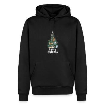 Sapin de Noël avec texte amusant Merry Catmas pour - Sweat à capuche Premium bio Homme - noir - Devant - Nico (187cm)