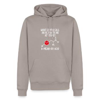Säure Mit - Männer Premium Bio Hoodie - Taupe - Vorne - Nico (187cm)