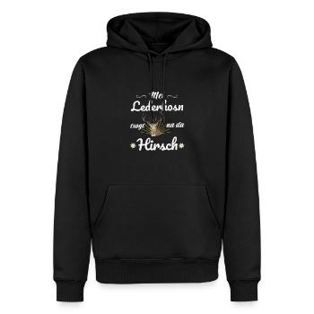 Basst Scho | Trachten Hirsch - Männer Premium Bio Hoodie - Schwarz - Vorne - Nico (187cm)