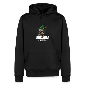 Lausbua Lederhosen - Männer Premium Bio Hoodie - Schwarz - Vorne - Nico (187cm)